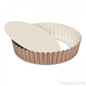 Patisse Extra Deep Round Quiche Pan with Removable Bottom 9-7/8 or 25 cm in Diameter Ceramic Nonstick Coated Off-White/Copper Color 03355 - B07419WV24
